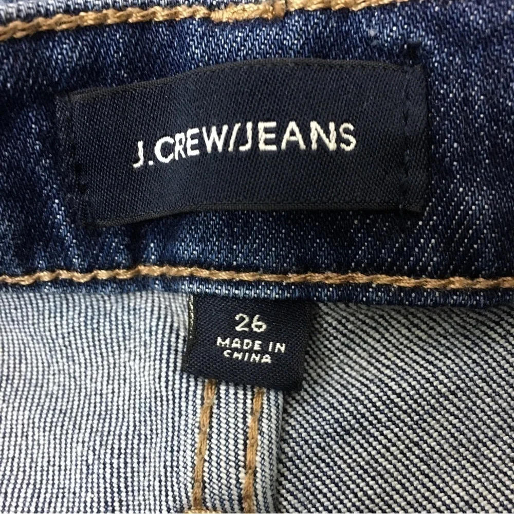 J CREW Jeans Vintage Straight Leg High Rise Two Tone Sides Stretch Denim Size 26